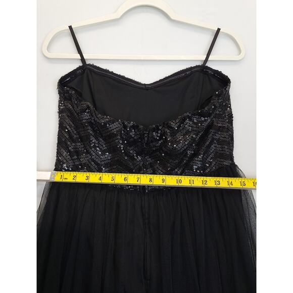 Maurices Strapless Sequin Tulle Dress High Low Women 14 Black Whimsigoth Festive - Picture 10 of 16